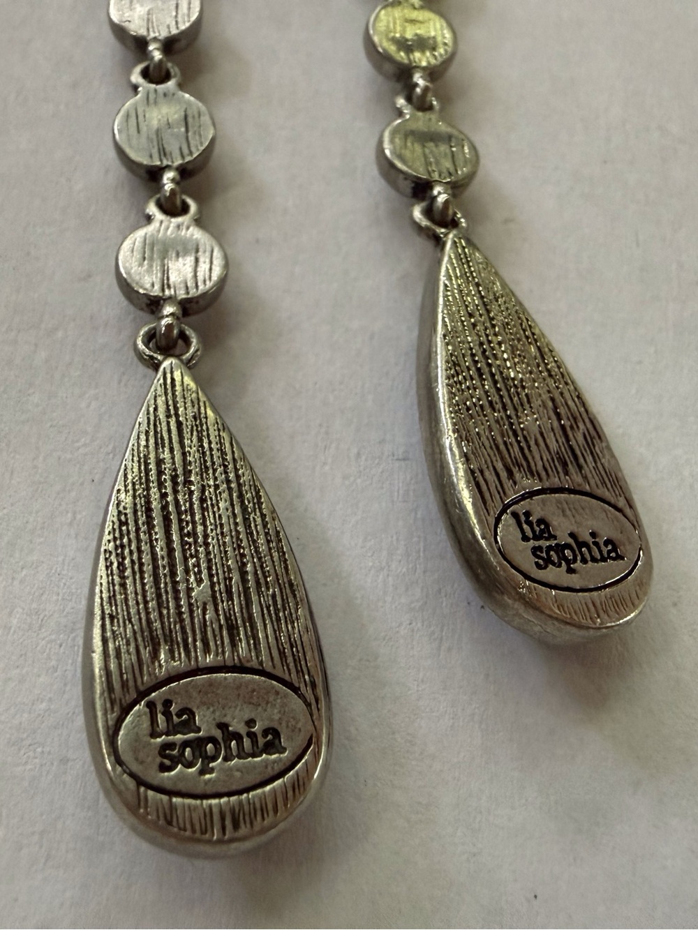 Elegant Blue Lia Sophia Teardrop Drop Earrings with Crystal Accents - Picture 2 of 2